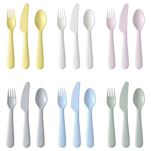 NWT IKEA KALAS Toddler Kids Flatware Silverware 18-Piece Set mixed pastel colors - Picture 1 of 8
